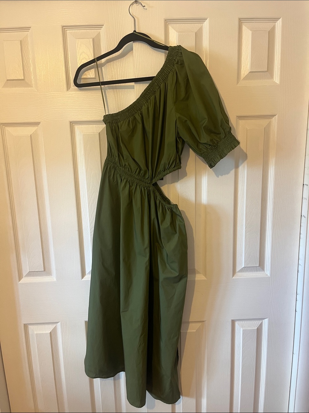 NWT Who What Wear Women’s Olive One-Shoulder Cutout Maxi Dress Size Small